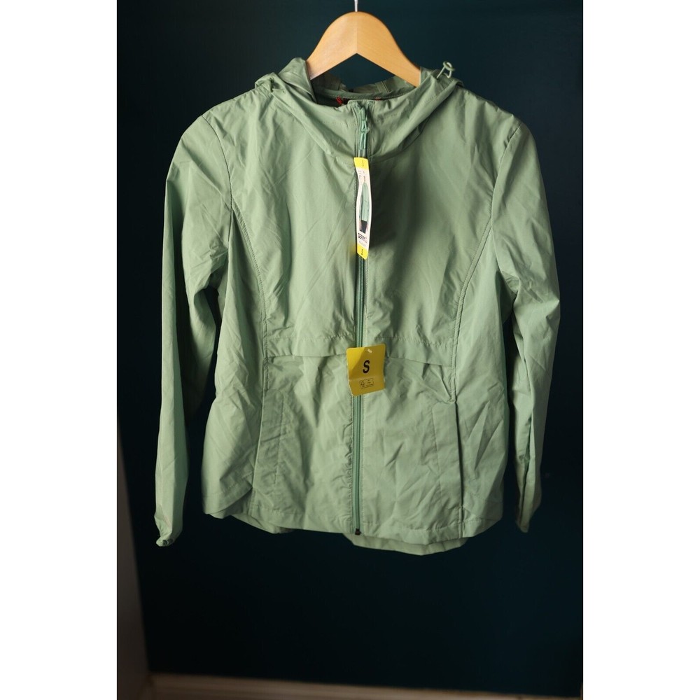 NWT Gerry Lightweight Women Mint Green Rain Windbreaker Hooded Jacket S